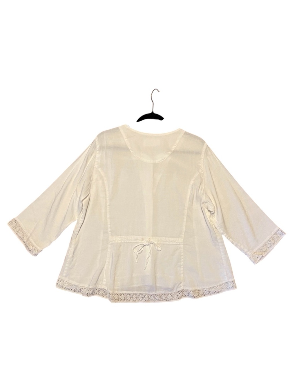 Kleen White Cream Lace-Trim Button-Front Blouse XL Boho Cottagecore Resortwear - Picture 3 of 11